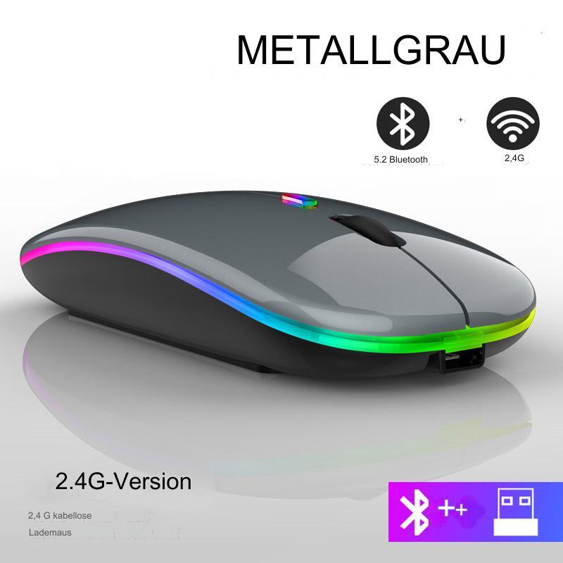 2.4G Wireless Mouse Rechargeable Bluetooth RGB - Media-Bro