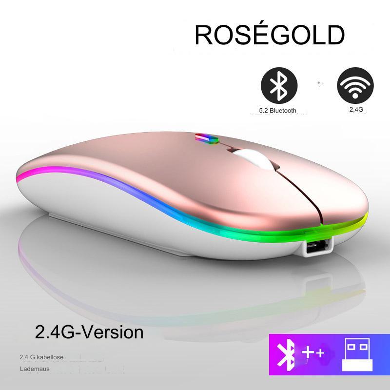 2.4G Wireless Mouse Rechargeable Bluetooth RGB - Media-Bro