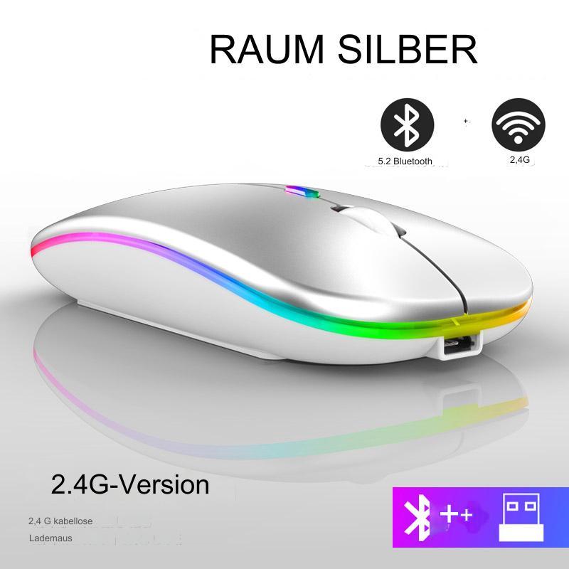 2.4G Wireless Mouse Rechargeable Bluetooth RGB - Media-Bro