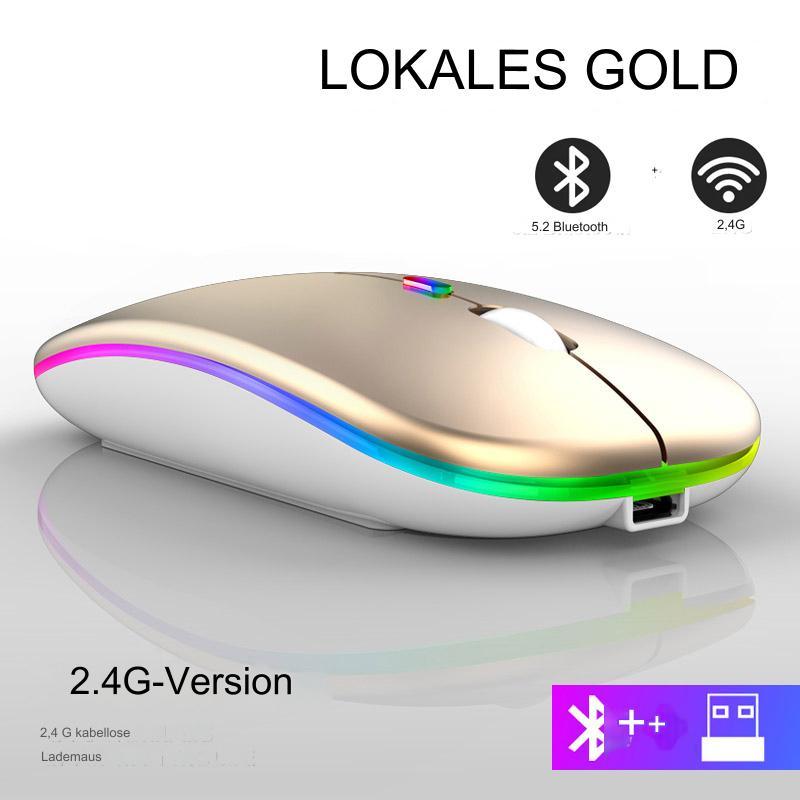 2.4G Wireless Mouse Rechargeable Bluetooth RGB - Media-Bro