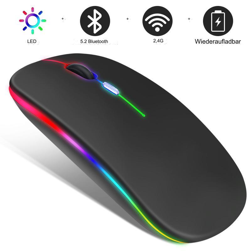 2.4G Wireless Mouse Rechargeable Bluetooth RGB - Media-Bro