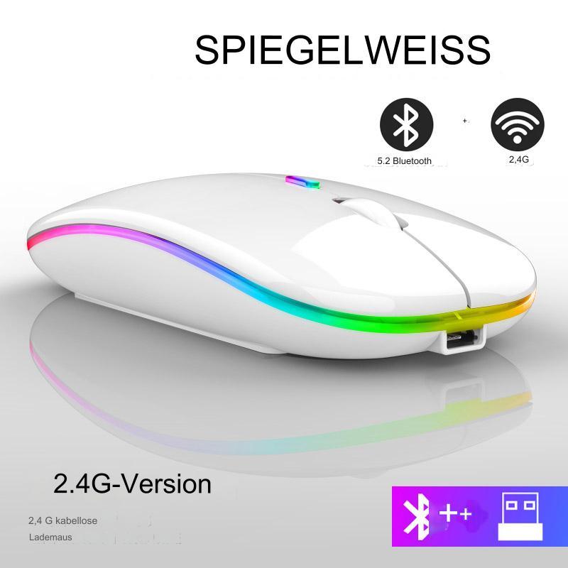 2.4G Wireless Mouse Rechargeable Bluetooth RGB - Media-Bro