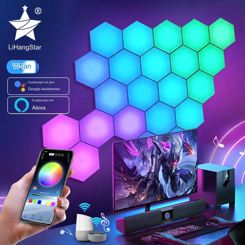 🌈 RGB Bluetooth LED Hexagon Licht - Die Zukunft der Raumbeleuchtung! 🌟 - Media-Bro