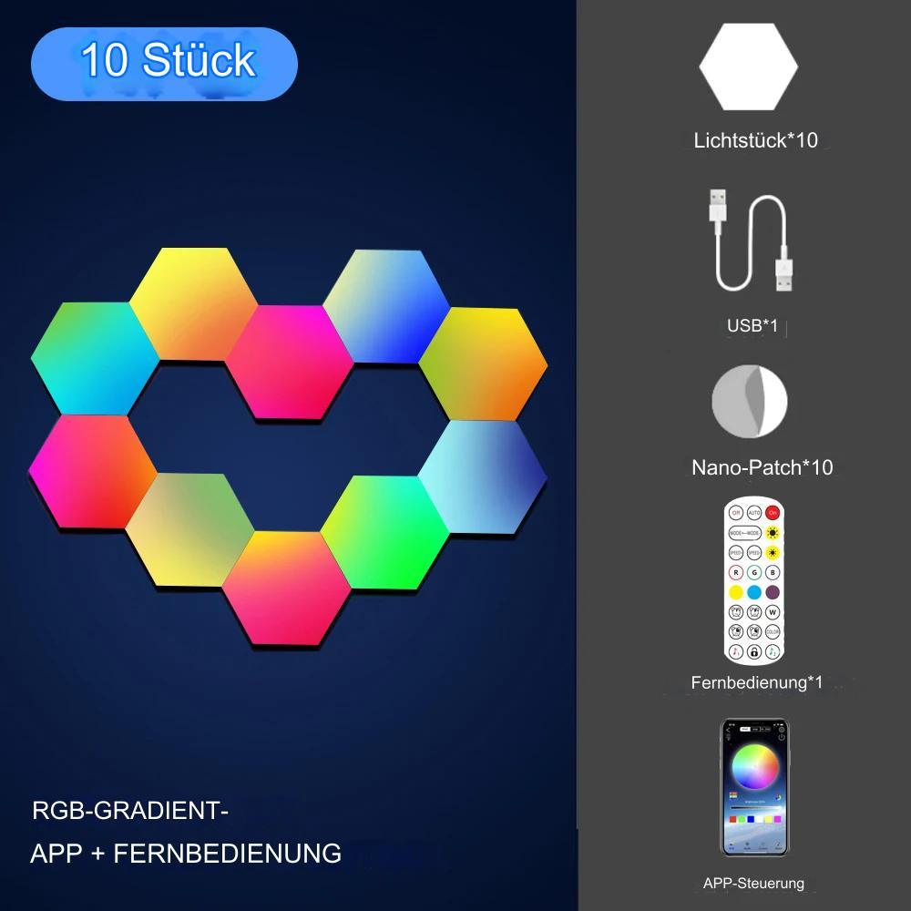 🌈 RGB Bluetooth LED Hexagon Licht - Die Zukunft der Raumbeleuchtung! 🌟 - Media-Bro