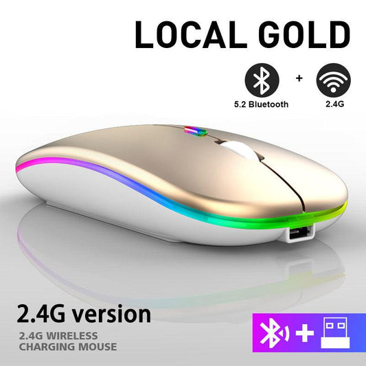 2.4G Wireless Mouse Rechargeable Bluetooth RGB - Media-Bro