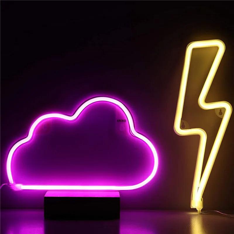 LED Neon Hängende Nachtzeichen - Blitz - Kuss - Planet - Wolke - Media-Bro