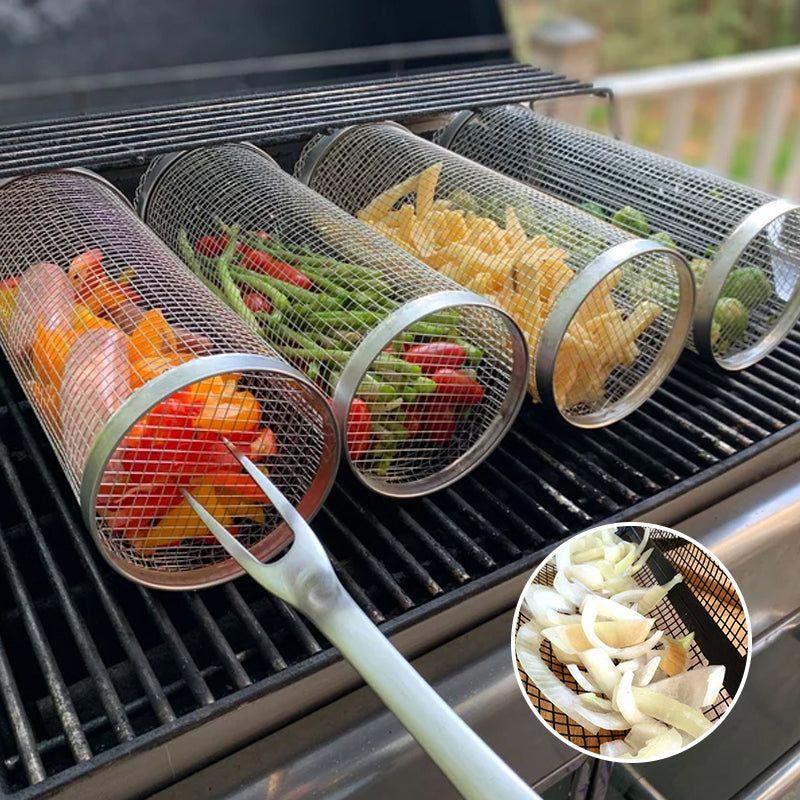 Premium-Grillgenuss - Stainless Steel BBQ Grill Basket - Media-Bro